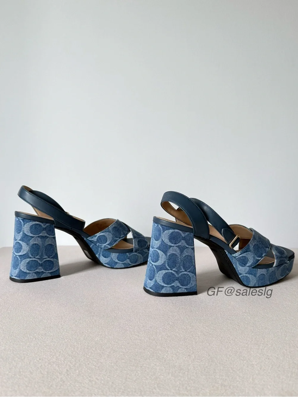 Coming soon Coach Chunky Block Heel Sandals Signature Denim Blue CDF88 Size 8B